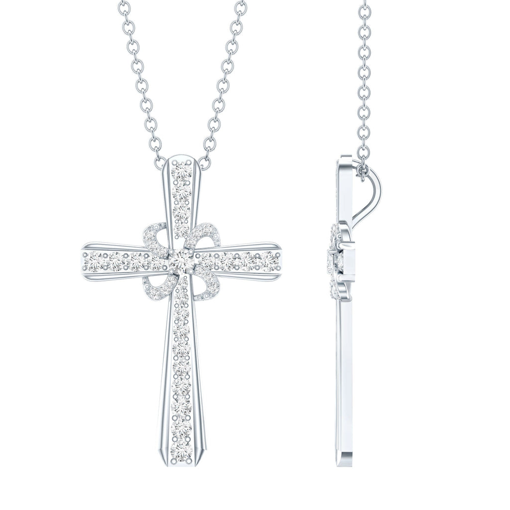 Certified Moissanite Cross Pendant with Silver Chain