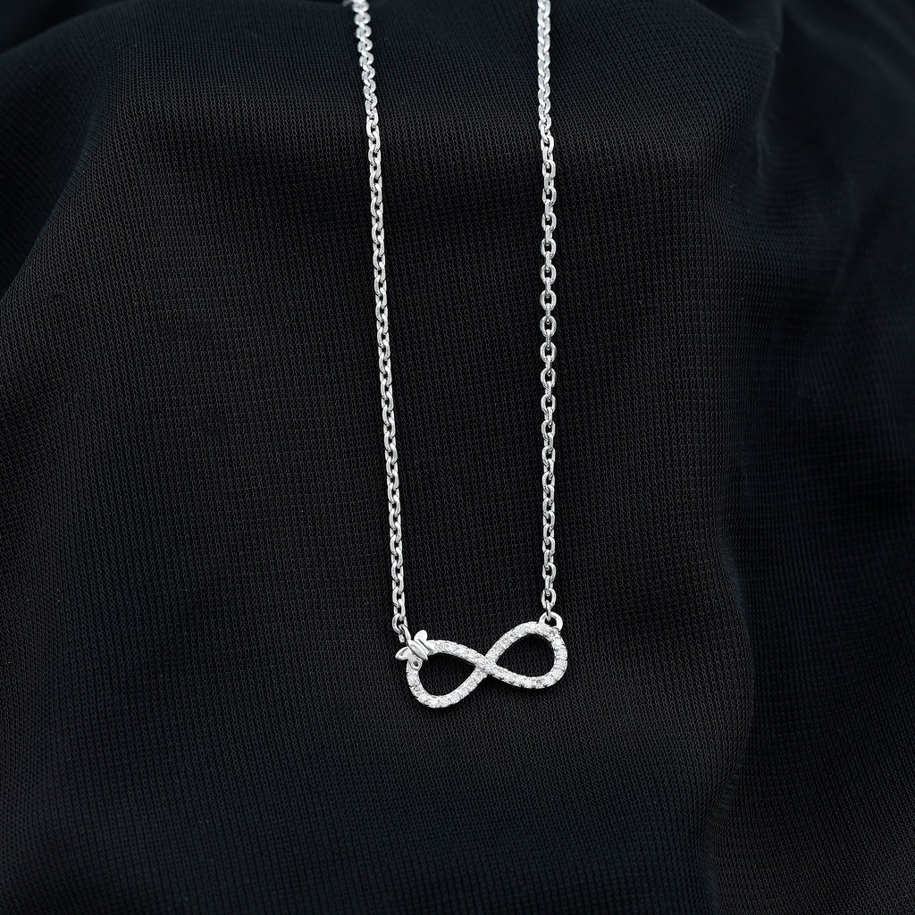 Certified Pave Set Moissanite Infinity Necklace with Butterfly