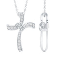 Certified Moissanite Unique Cross Necklace in Sterling Silver