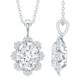2 Carat Flower Inspired Moissanite Oval Necklace with Silver Chain