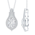 Certified 2 Carat Oval Moissanite Statement Wedding Necklace with Chain