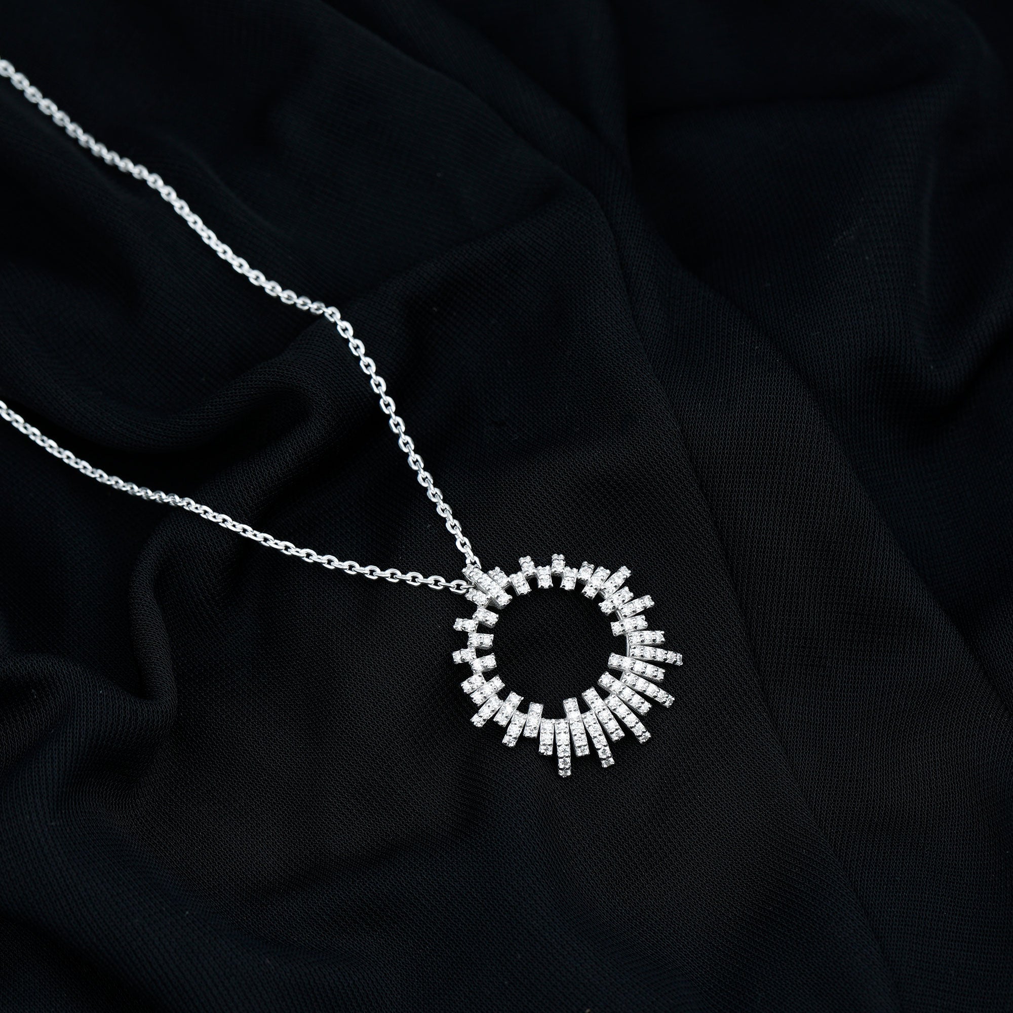 Womens Moissanite Designer Cocktail Necklace With Silver Chain