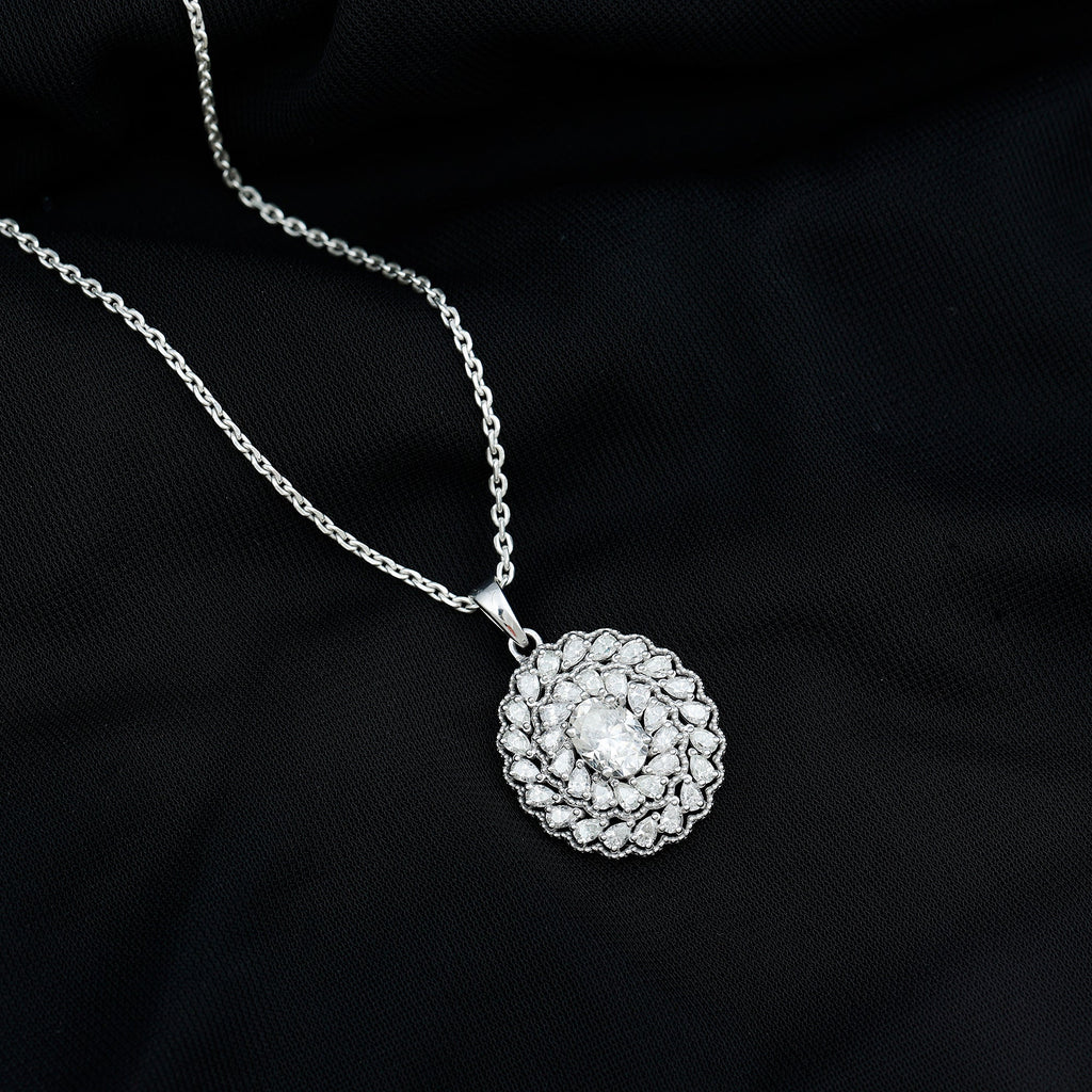 Certified 1.29 Carat Oval Moissanite Bridal Statement Necklace with Chain