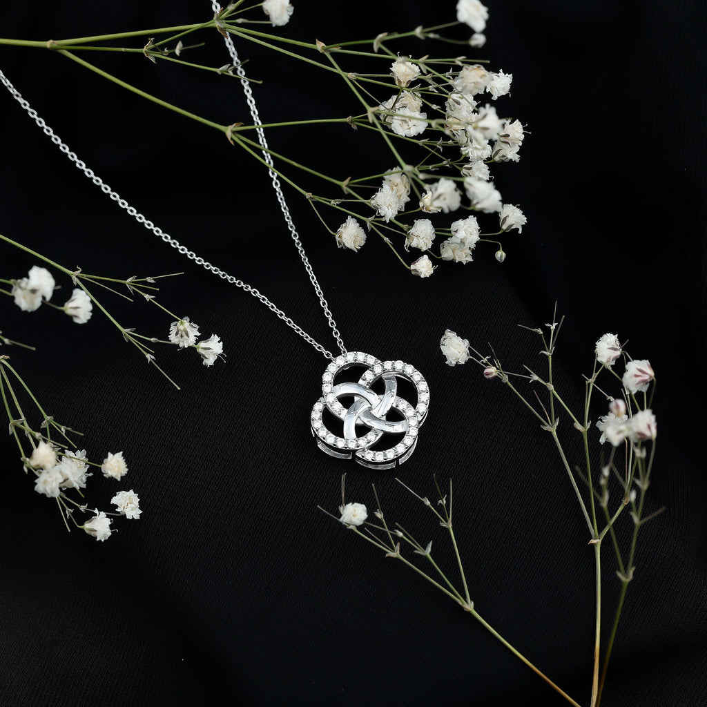 Sterling Silver Moissanite Interlocking Circle Necklace for Women