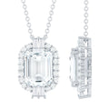 Vintage Inspired 2.8 Carat Emerald Cut Moissanite Halo Necklace