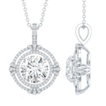 Certified 2 Carat Moissanite Double Halo Necklace with Silver Chain