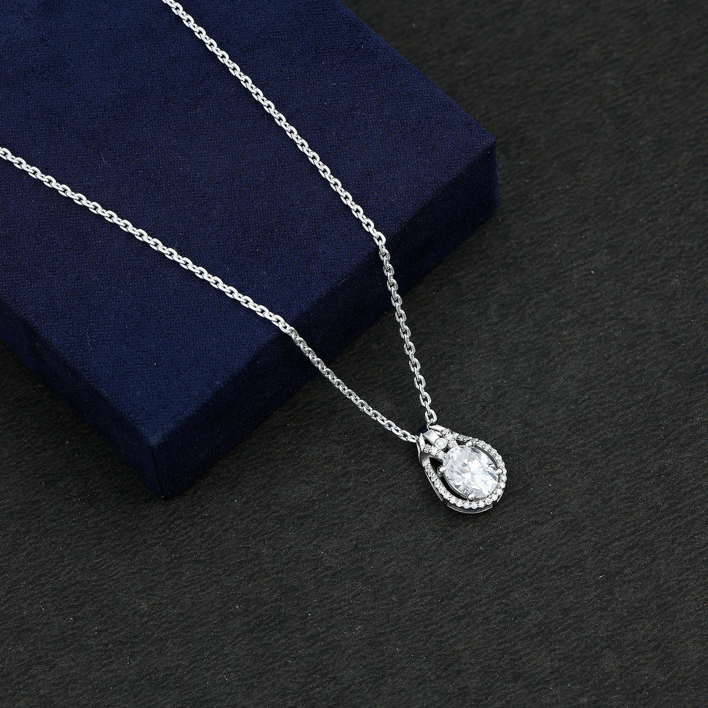 2 Carat Oval Cut Moissanite Drop Necklace For Wedding