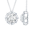 2 Carat Solitaire Moissanite Flower Pendant with Silver Chain