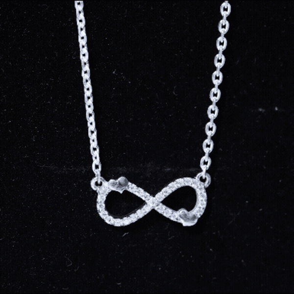 Certified Moissanite Infinity Heart Necklace in 14K Gold Plated Silver