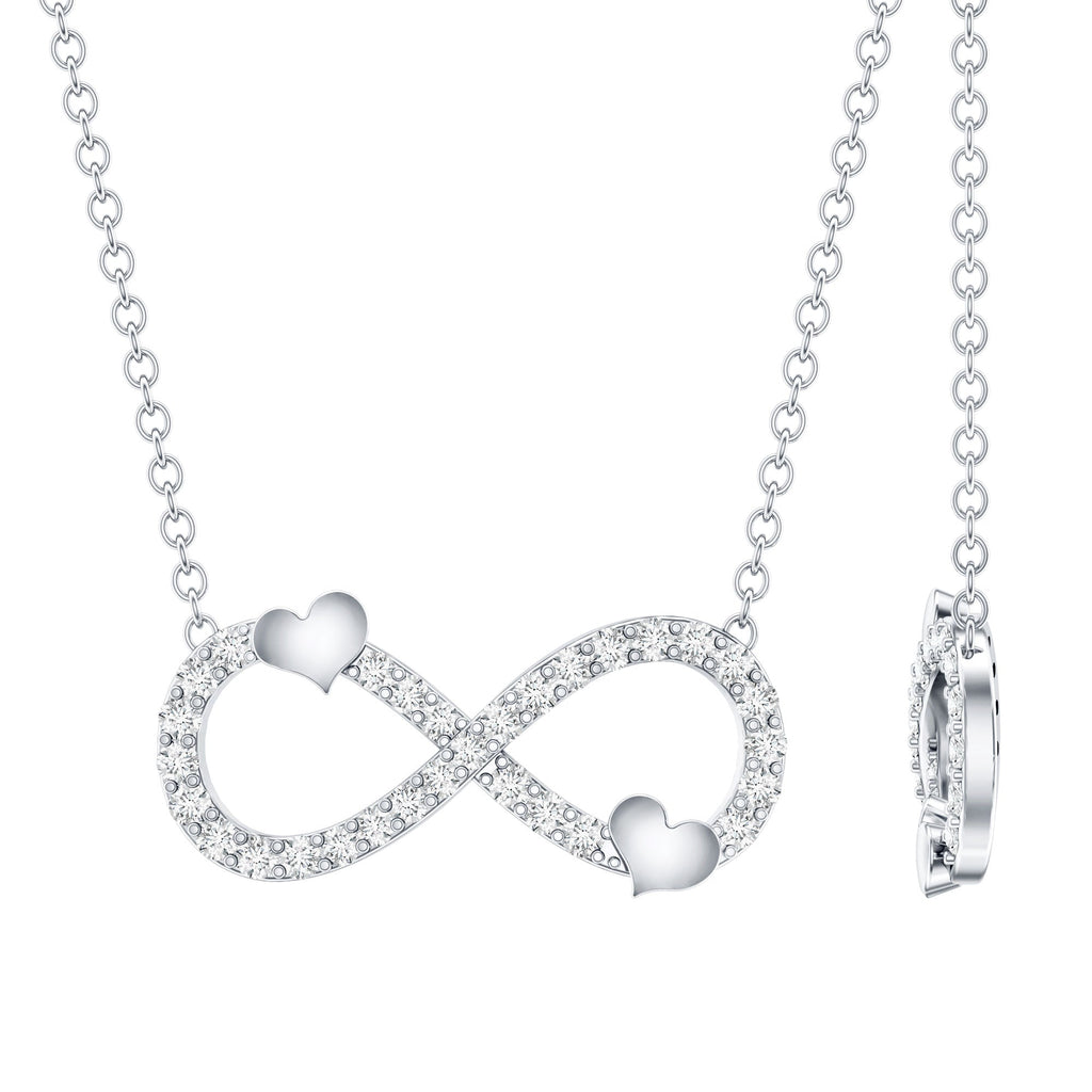 Certified Moissanite Infinity Heart Necklace in 14K Gold Plated Silver