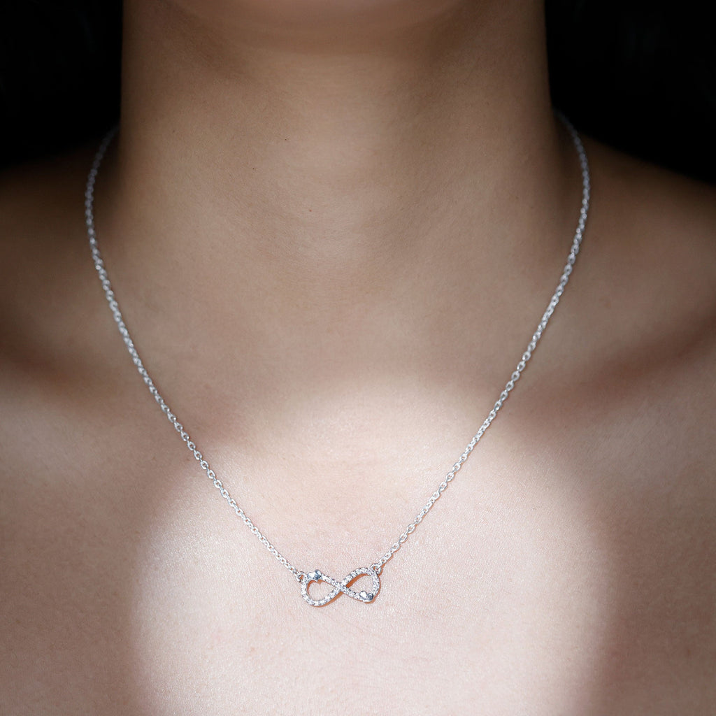 Certified Moissanite Infinity Heart Necklace in 14K Gold Plated Silver