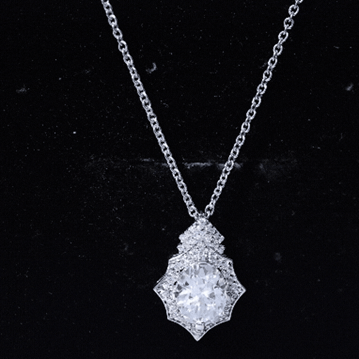 Certified 2 Carat Moissanite Vintage Halo Necklace for Women