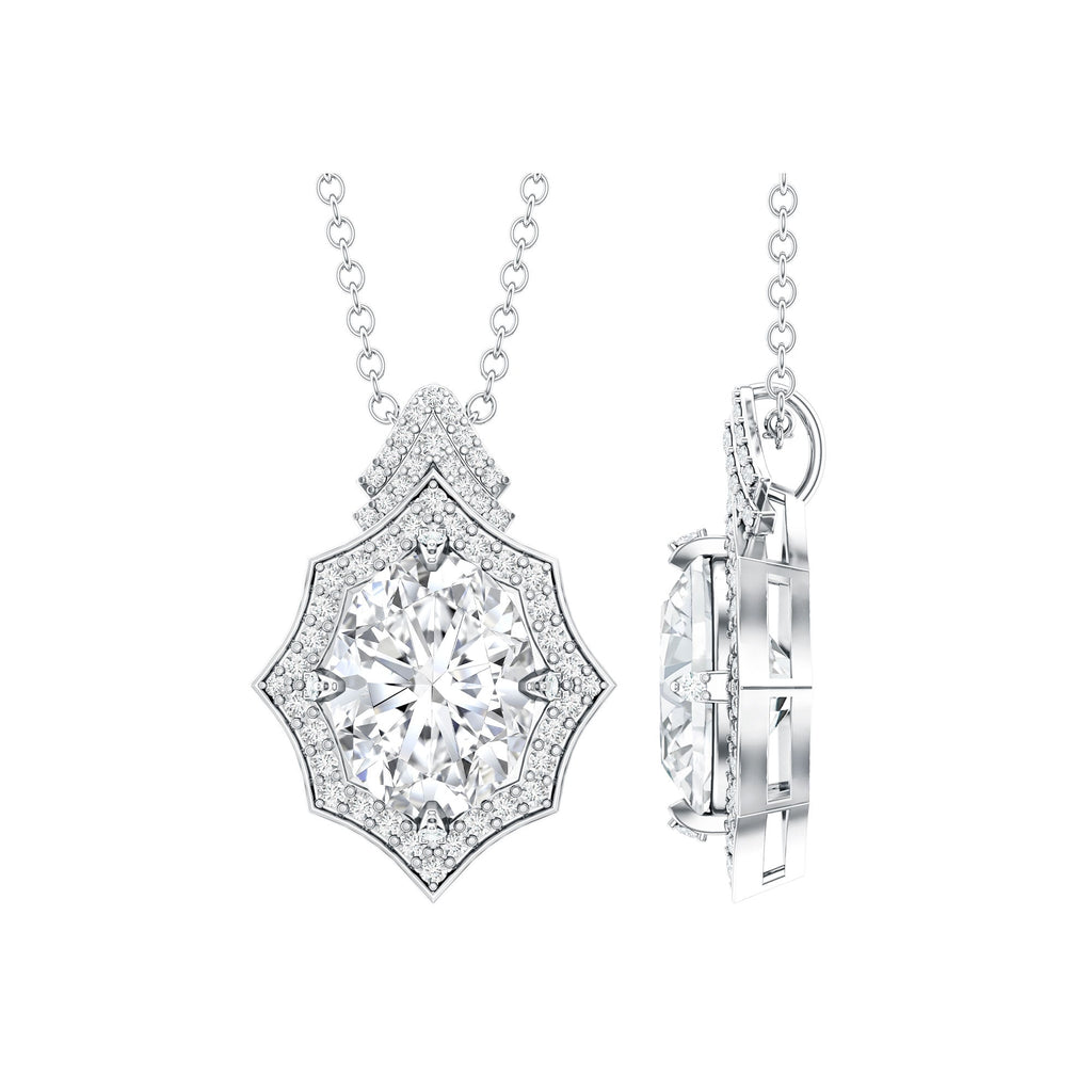 Certified 2 Carat Moissanite Vintage Halo Necklace for Women