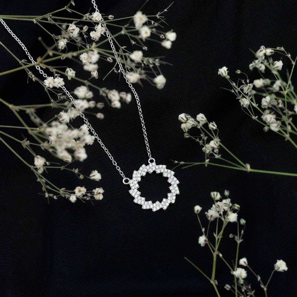 Certified Moissanite Eternity Necklace in Sterling Silver
