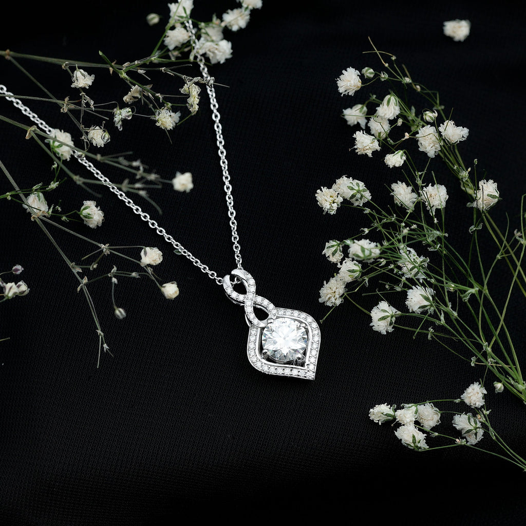 2.62 Carat Moissanite Wedding Necklace for Bride with Silver Chain