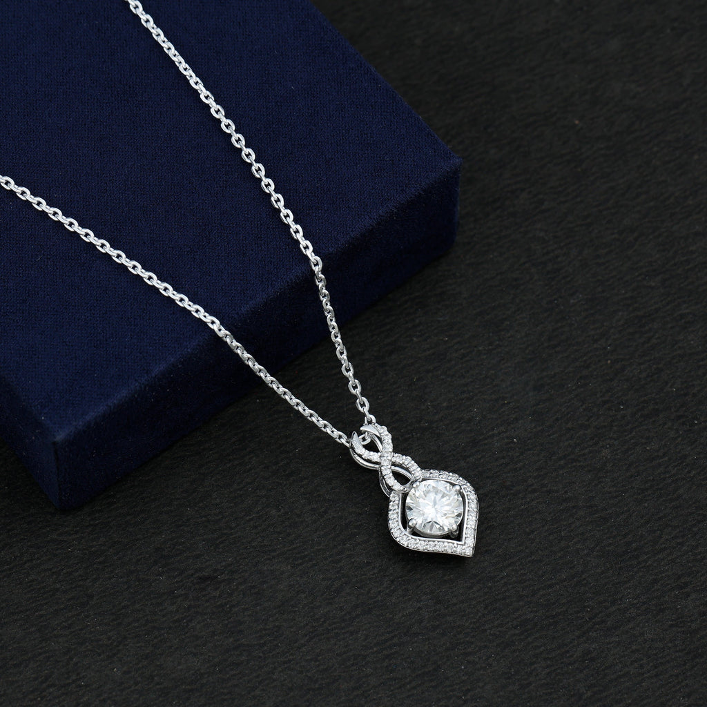 2.62 Carat Moissanite Wedding Necklace for Bride with Silver Chain
