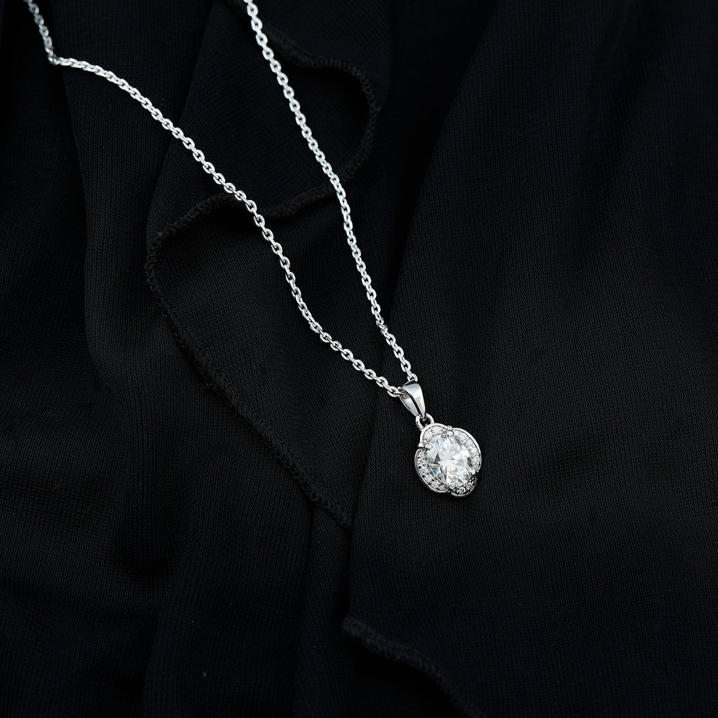 Moissanite Art Deco Necklace with Silver Chain