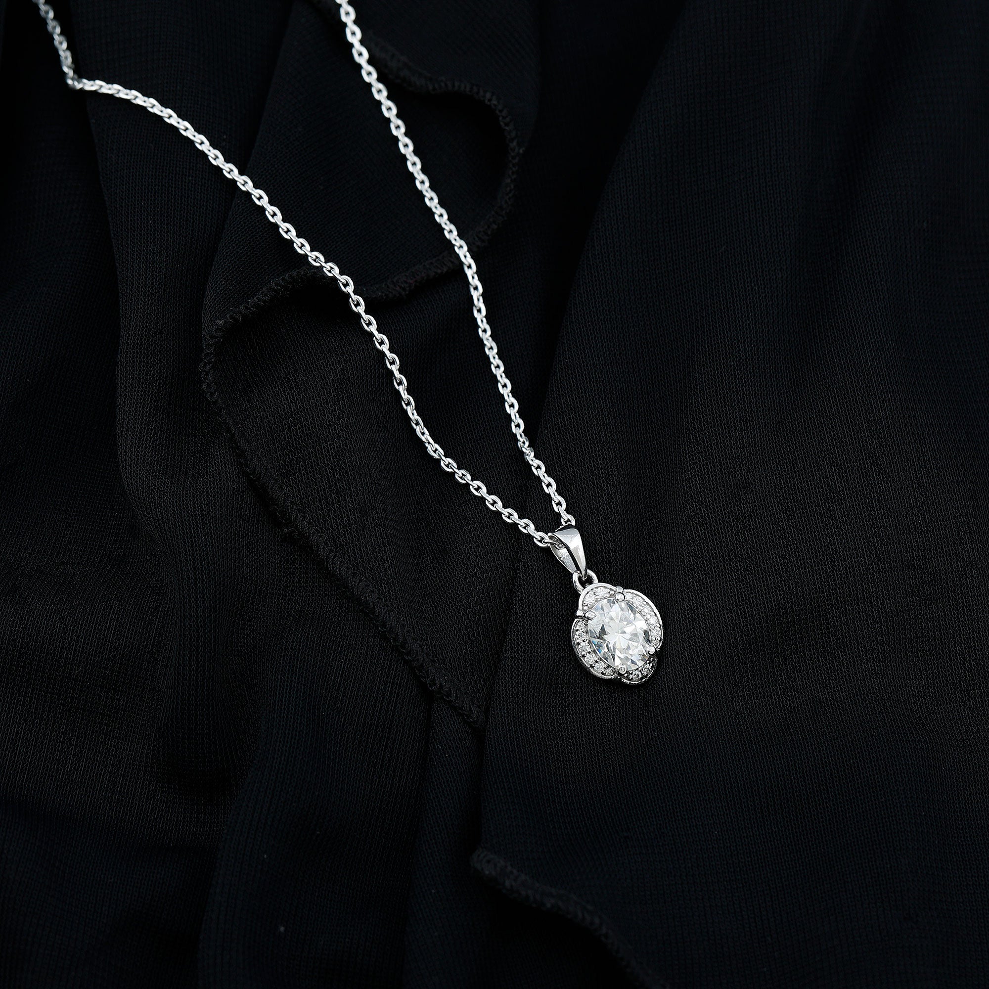Moissanite Art Deco Necklace with Silver Chain