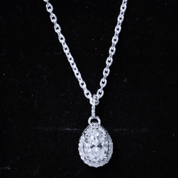 Certified 1.2 Carat Oval Moissanite Bridal Necklace For Wedding in Silver