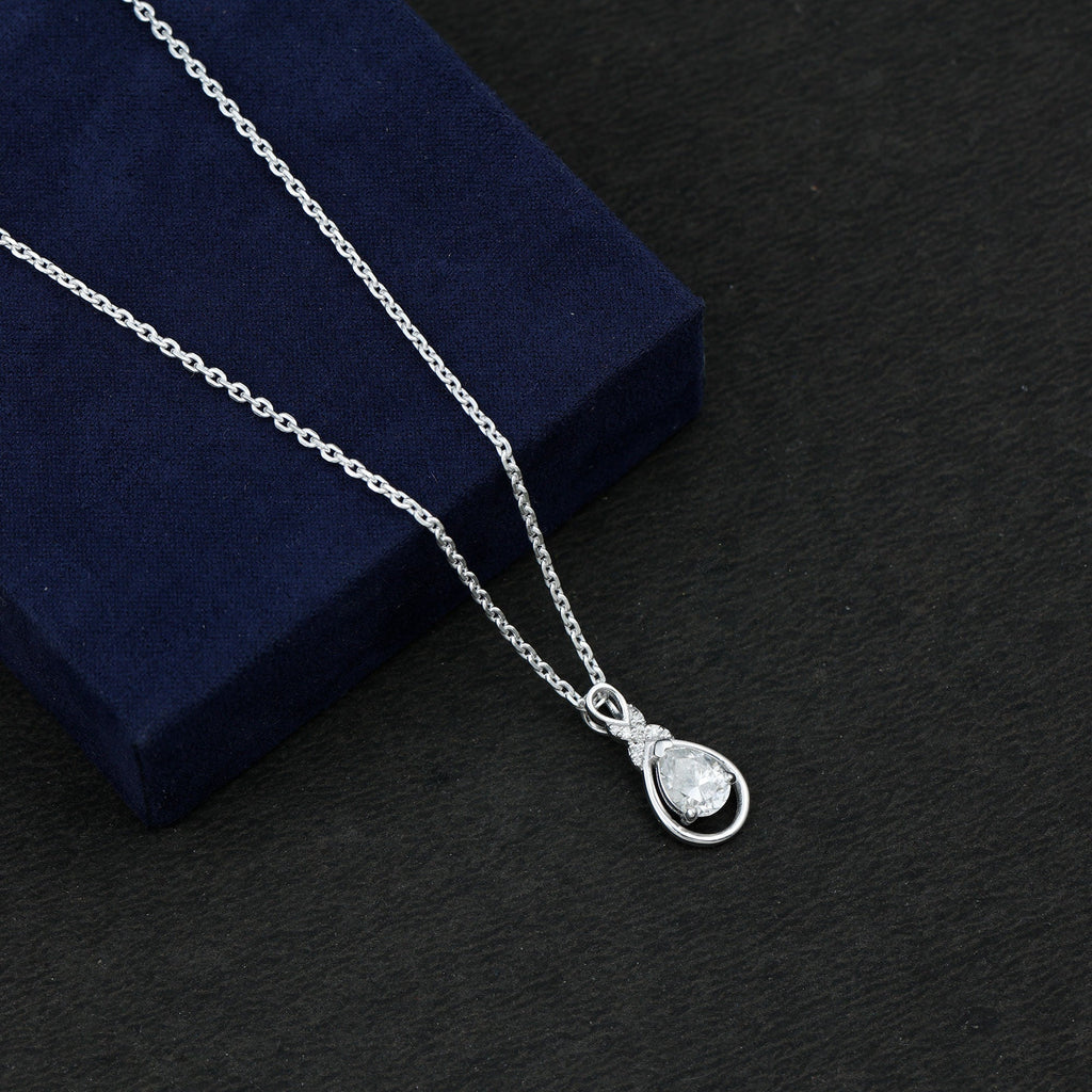 Certified 1.3 Carat Moissanite Bridal Drop Necklace with Silver Chain