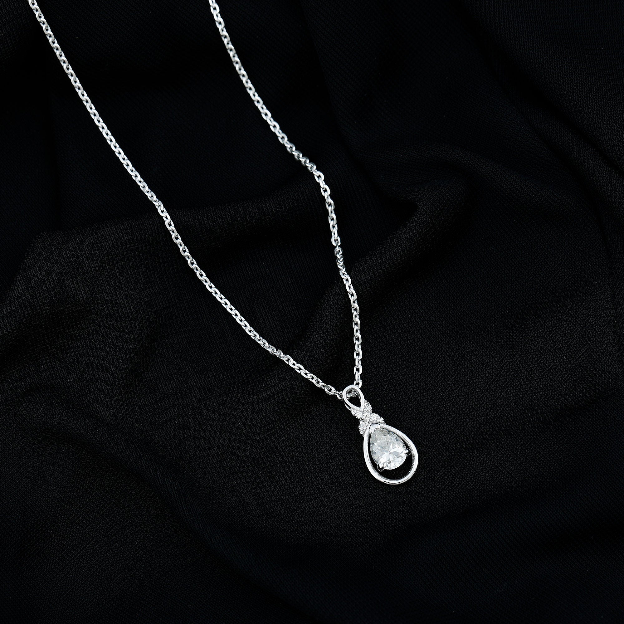 Certified 1.3 Carat Moissanite Bridal Drop Necklace with Silver Chain