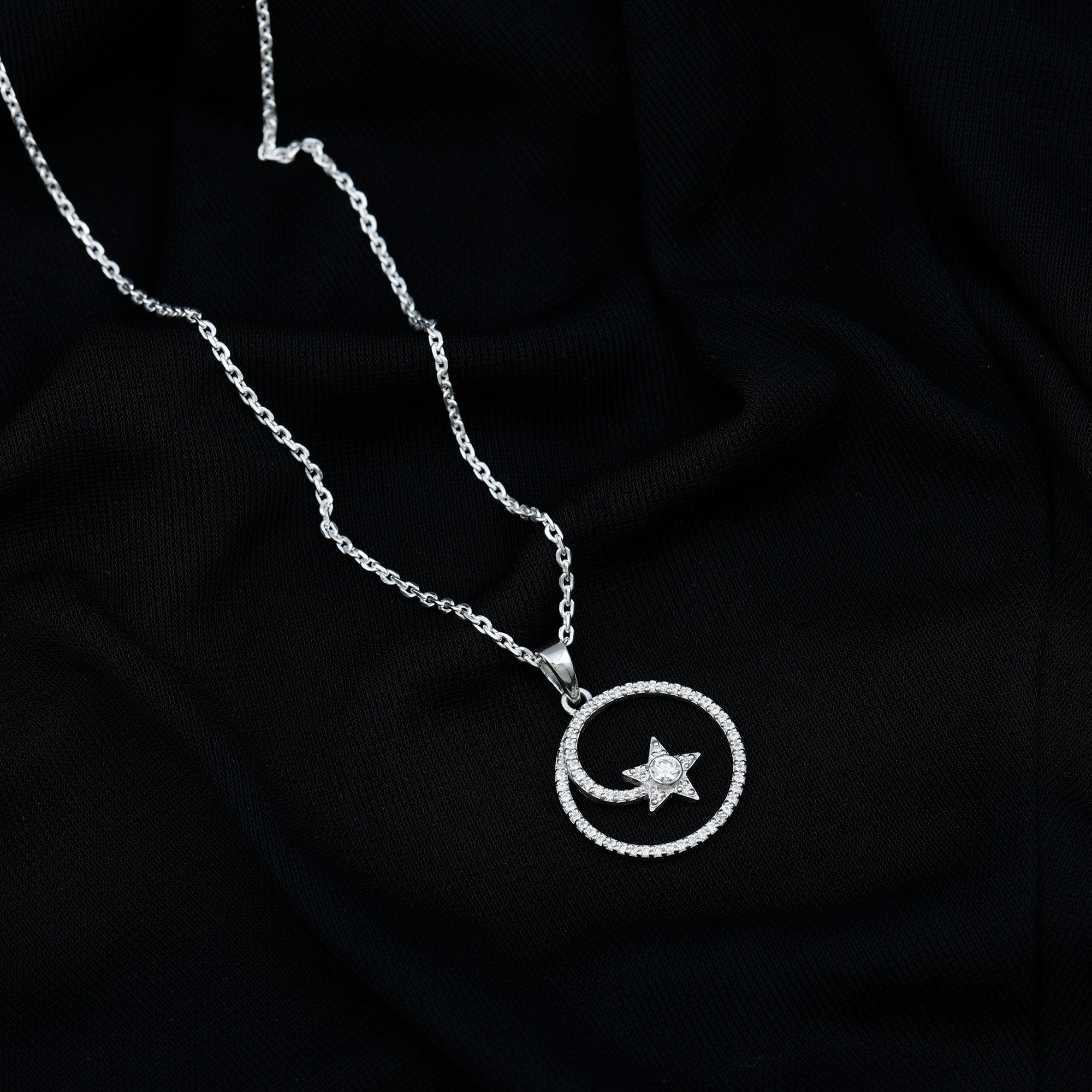 Certified Moissanite Shooting Star Necklace with Silver Chain