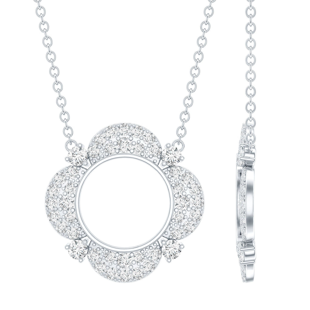 Moissanite Flower Pendant Necklace With Silver Chain