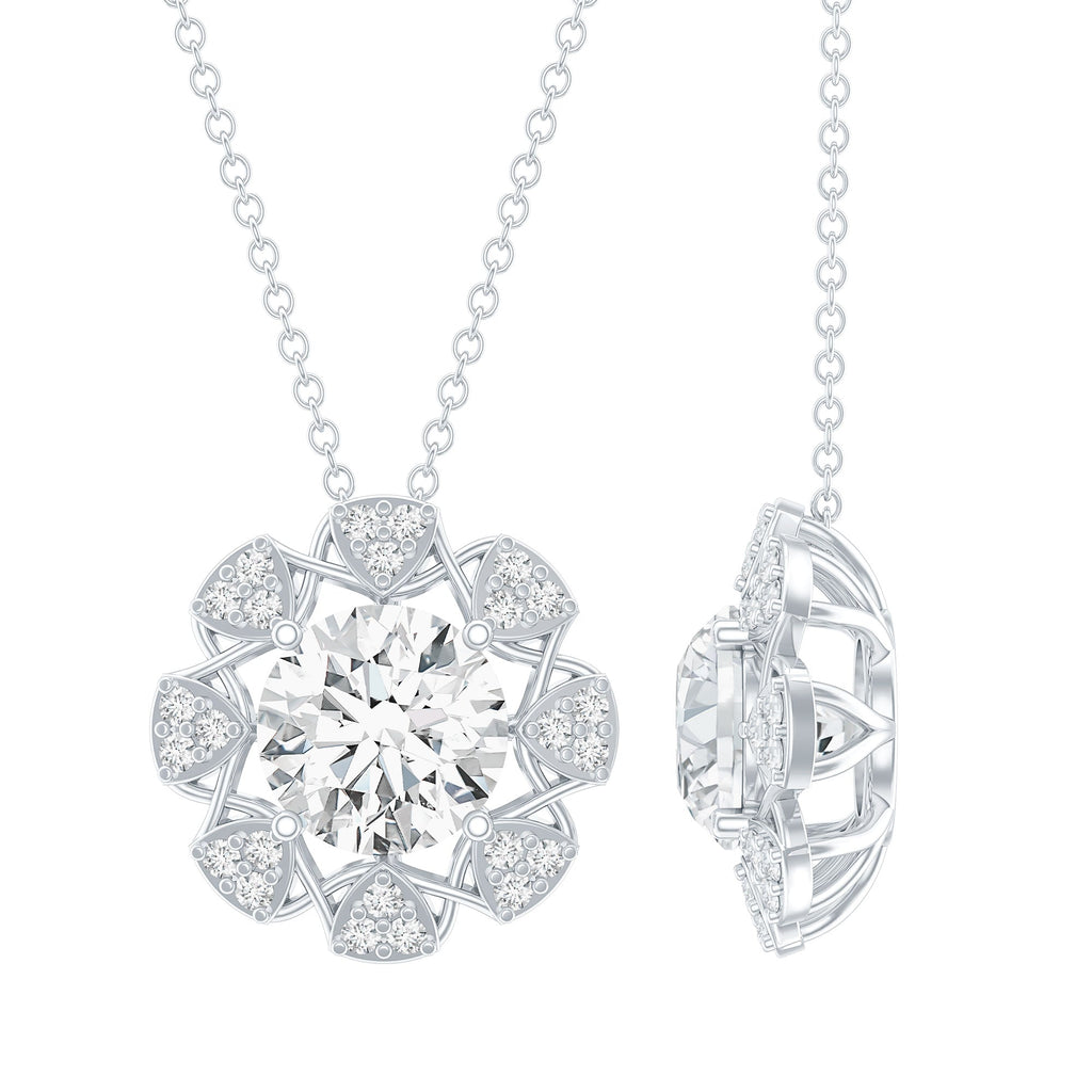2 Carat Brilliant Cut Moissanite Bridal Necklace With Silver Chain