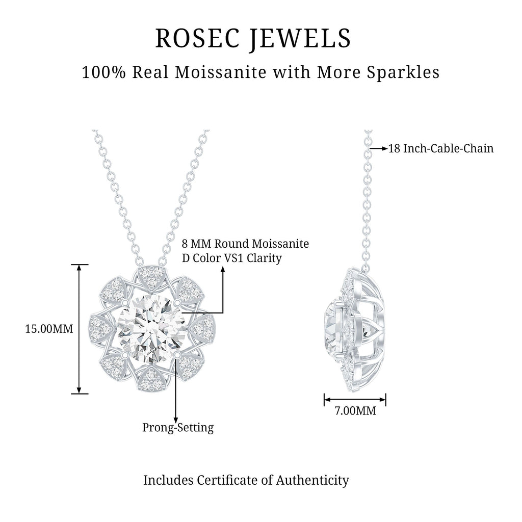 2 Carat Brilliant Cut Moissanite Bridal Necklace With Silver Chain