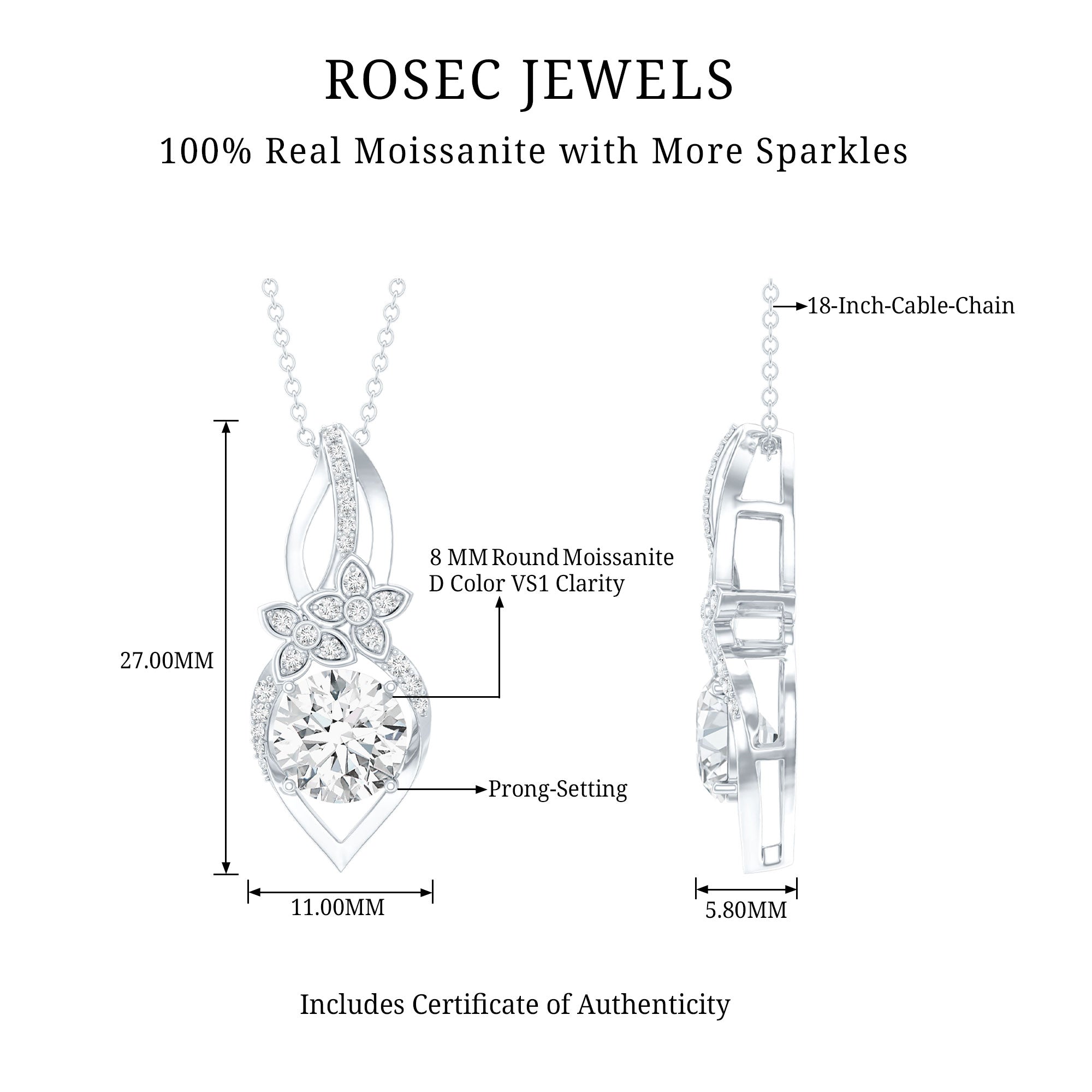Certified Moissanite Designer Bridal Necklace For Wedding