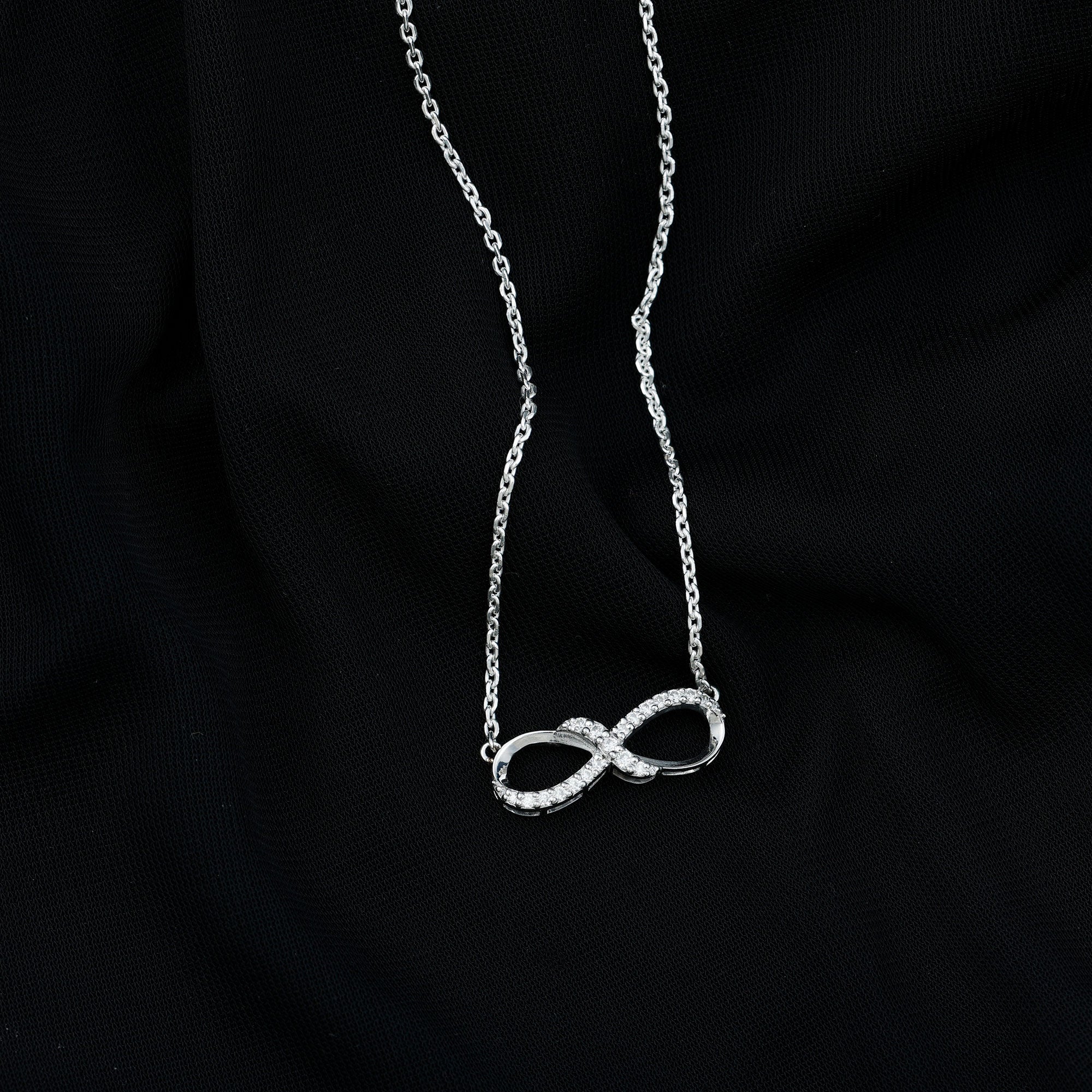 Moissanite Infinity Necklace with Silver Chain