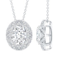 Art Deco Style 2 Carat Moissanite Designer Necklace with Silver Chain