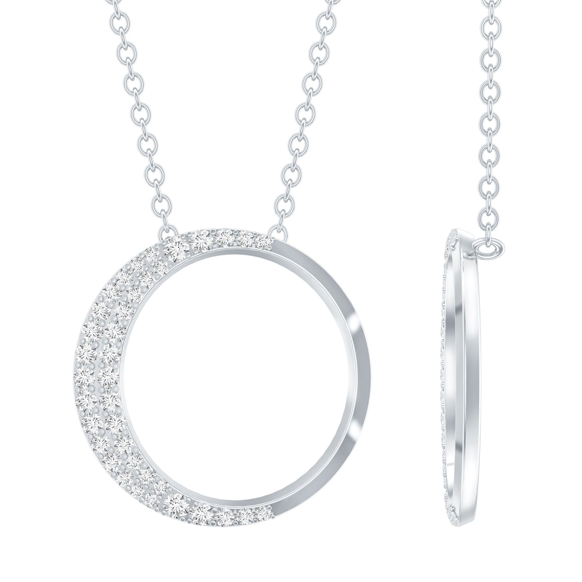 Moissanite Circle of Life Necklace with Silver Chain