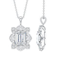 Certified 2.8 Carat Emerald Cut Moissanite Designer Necklace With Silver Chain
