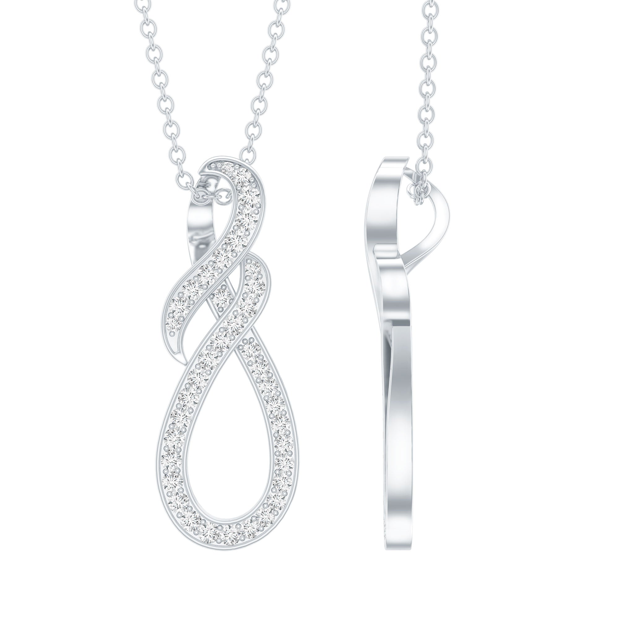 Certified Moissanite Infinity Pendant Necklace with Silver Chain