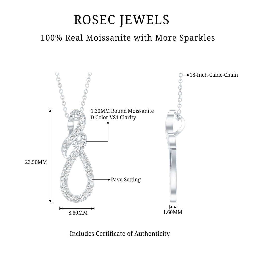 Certified Moissanite Infinity Pendant Necklace with Silver Chain