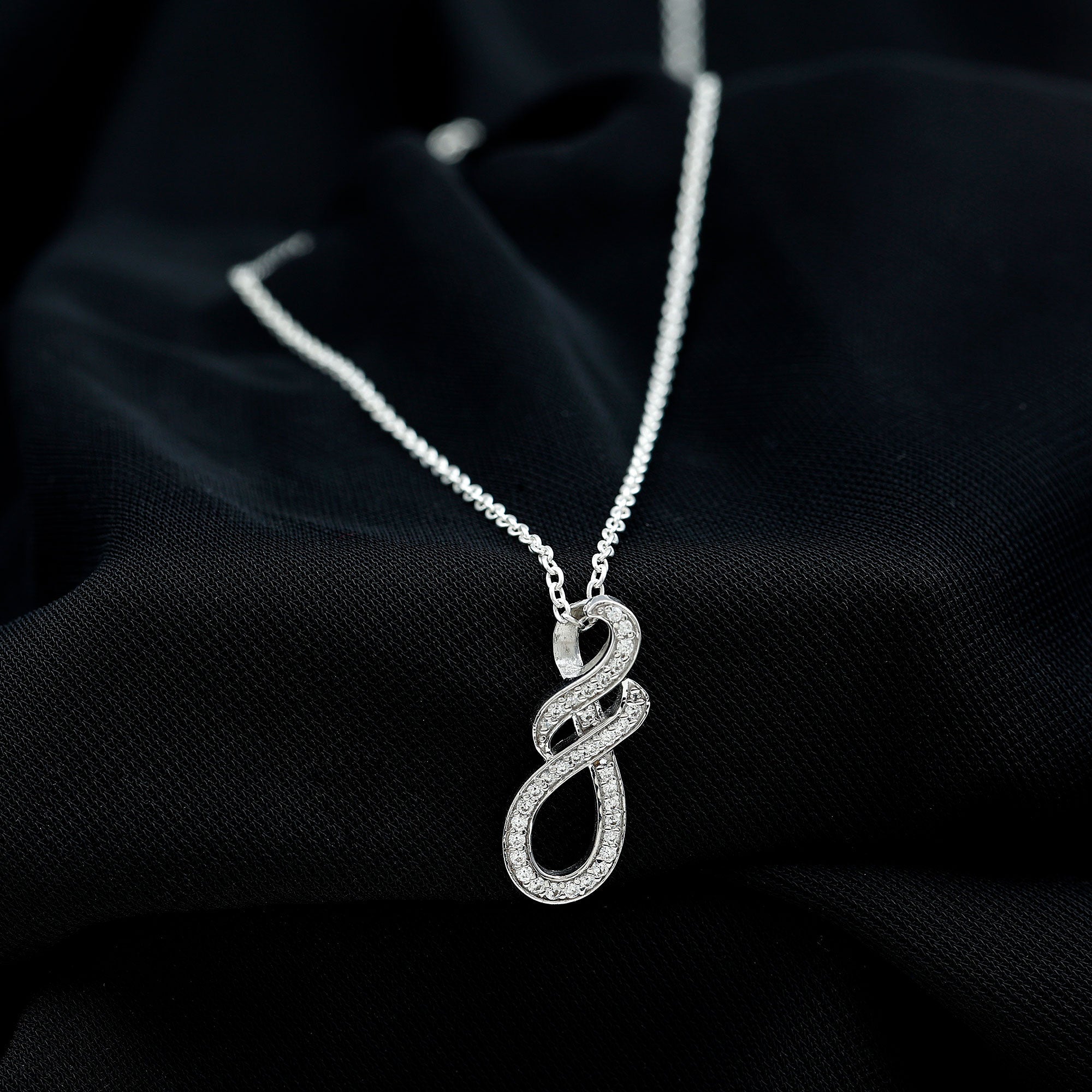 Certified Moissanite Infinity Pendant Necklace with Silver Chain