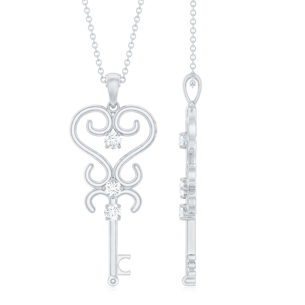 Vintage Inspired Cubic Zirconia Key Necklace with Certificate