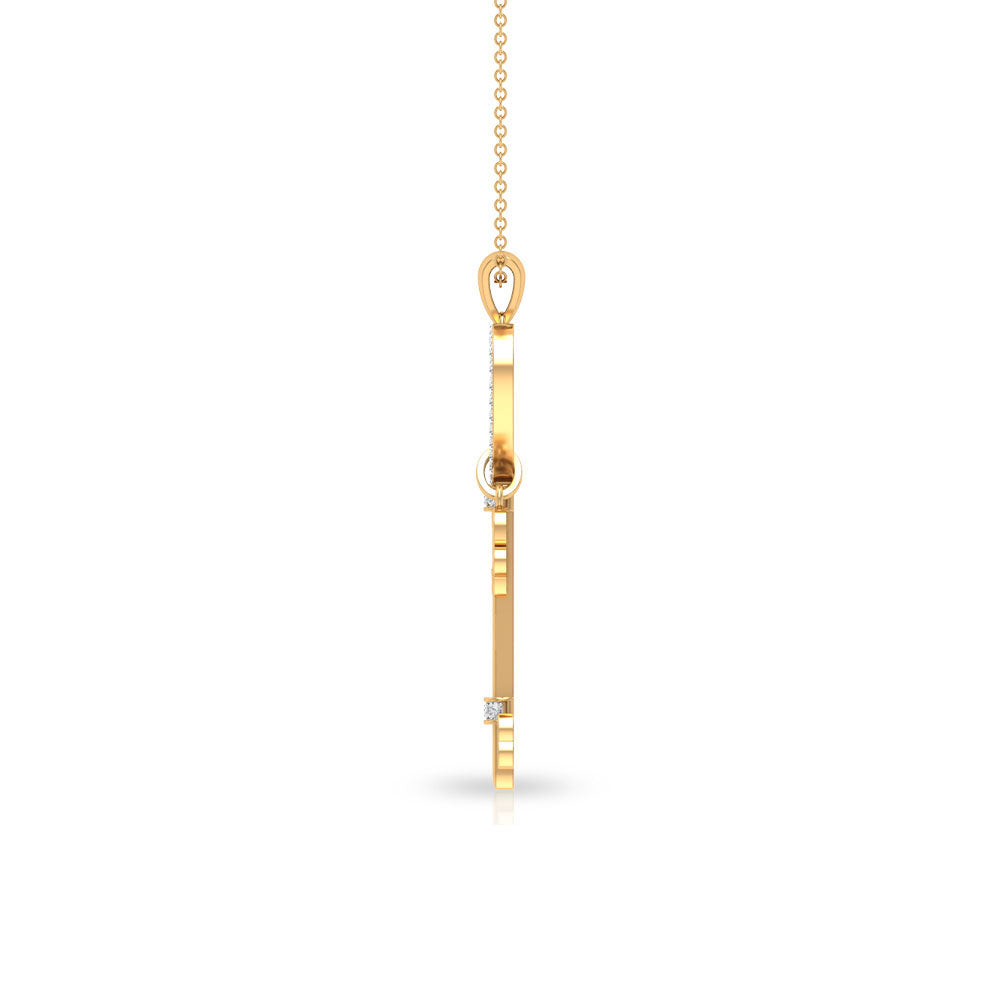 Cubic Zirconia Heart Key Pendant