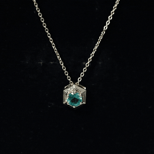 0.4 Carat Solitaire Emerald Hexagon Pendant Necklace