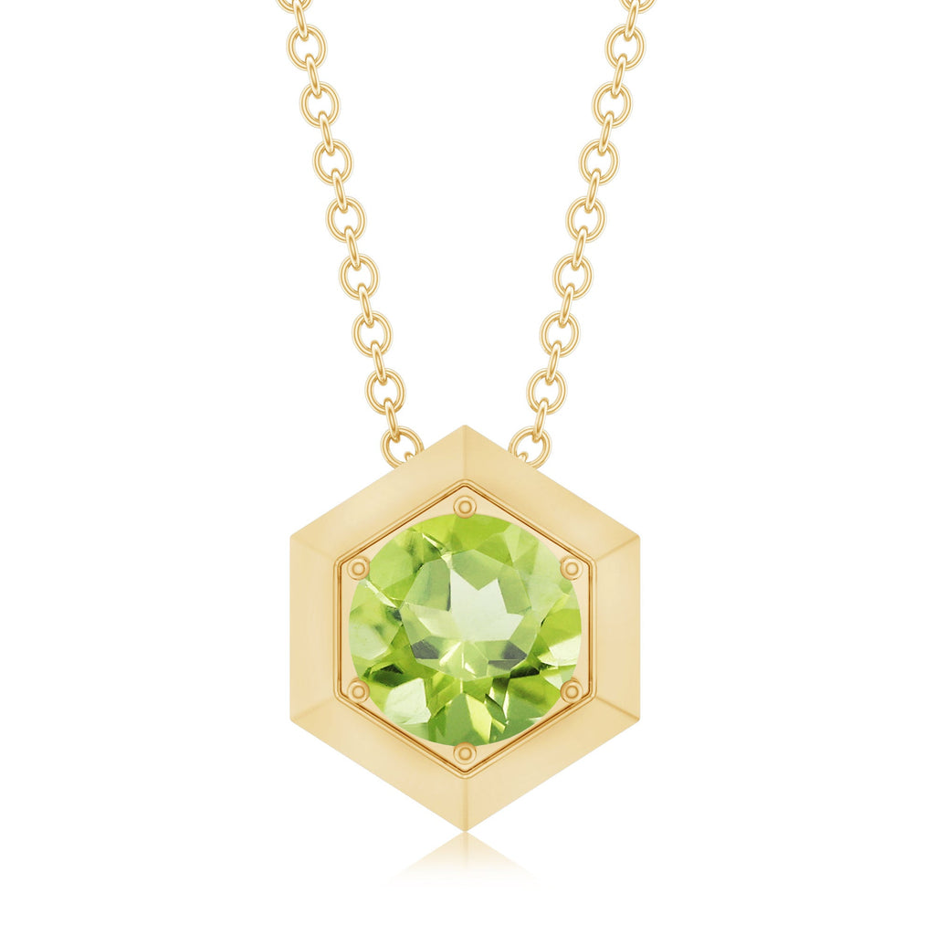 2 Carat Round Cut Peridot Hexagon Necklace for Women