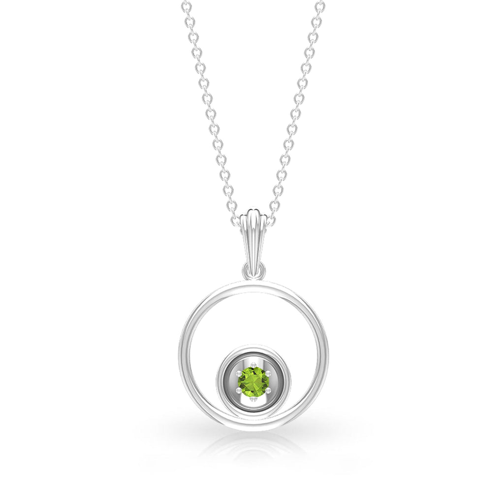 Real Peridot Open Circle Pendant Necklace
