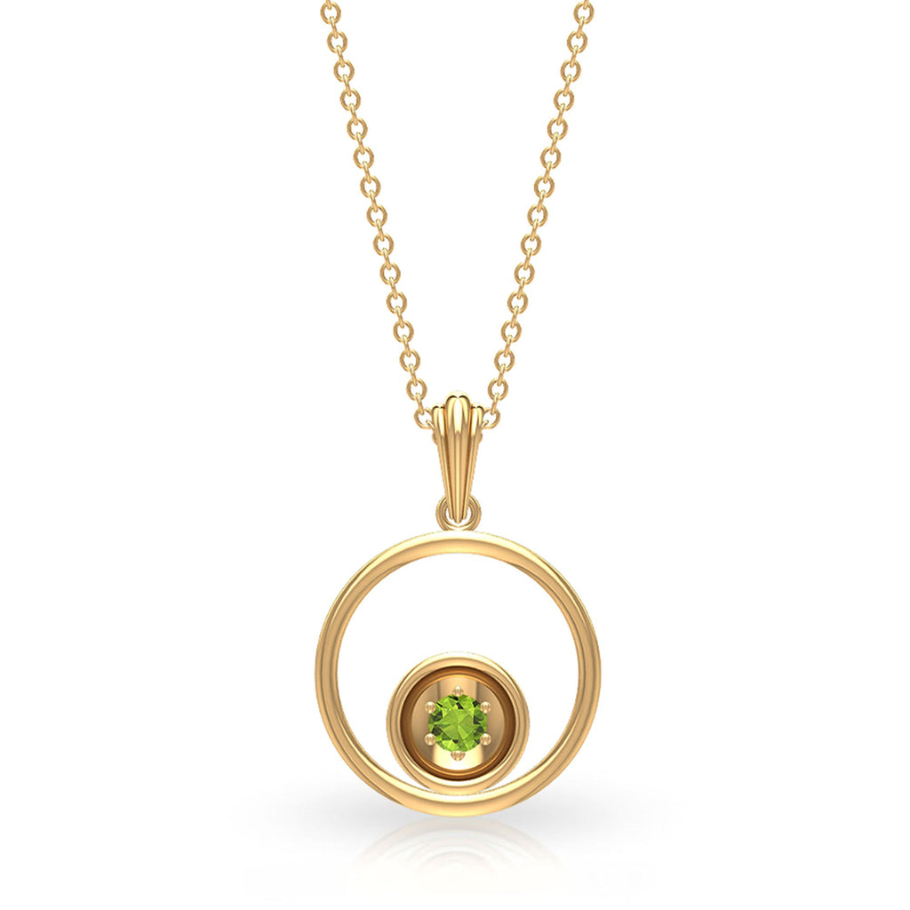 Real Peridot Open Circle Pendant Necklace