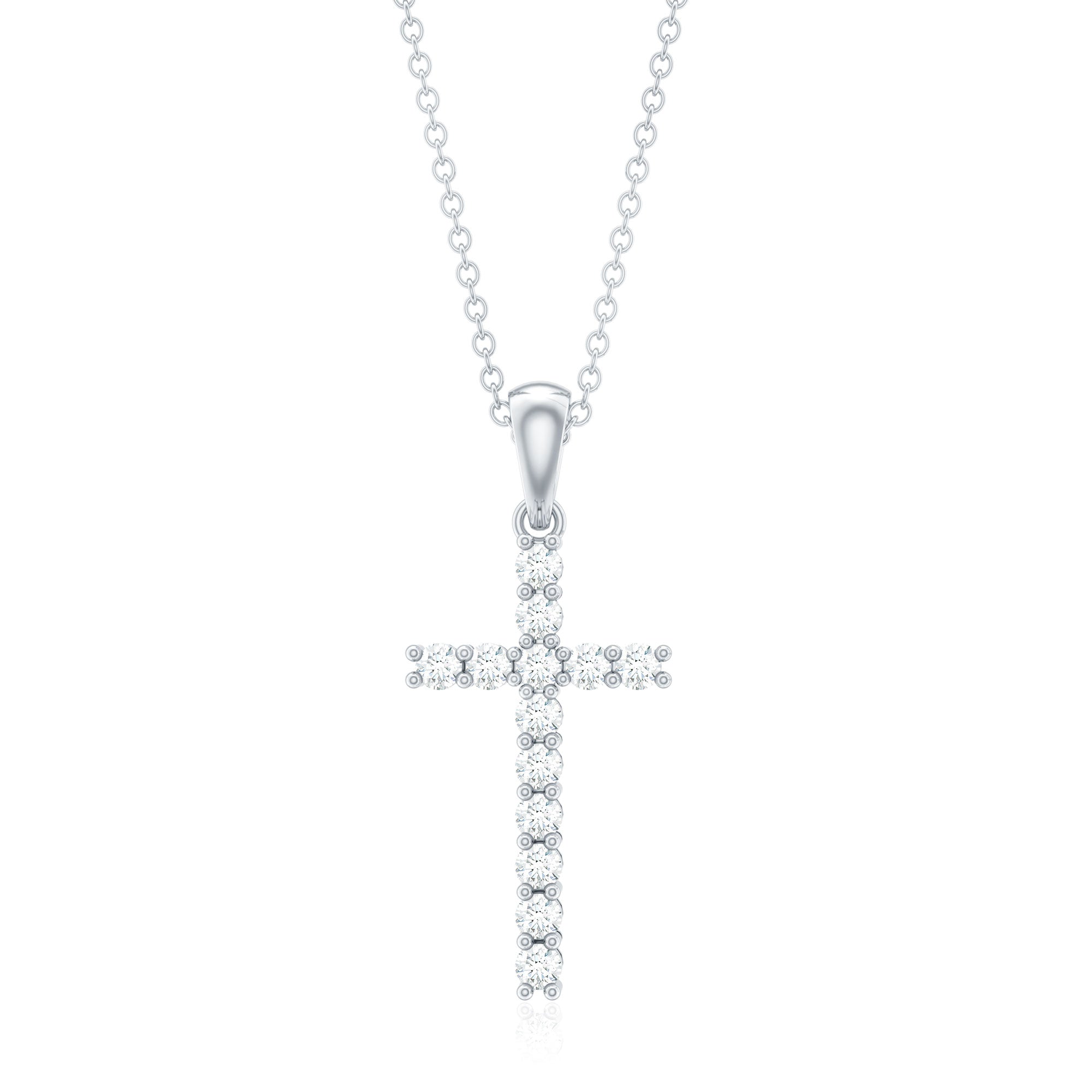 Natural Diamond Cross Pendant Necklace for Women