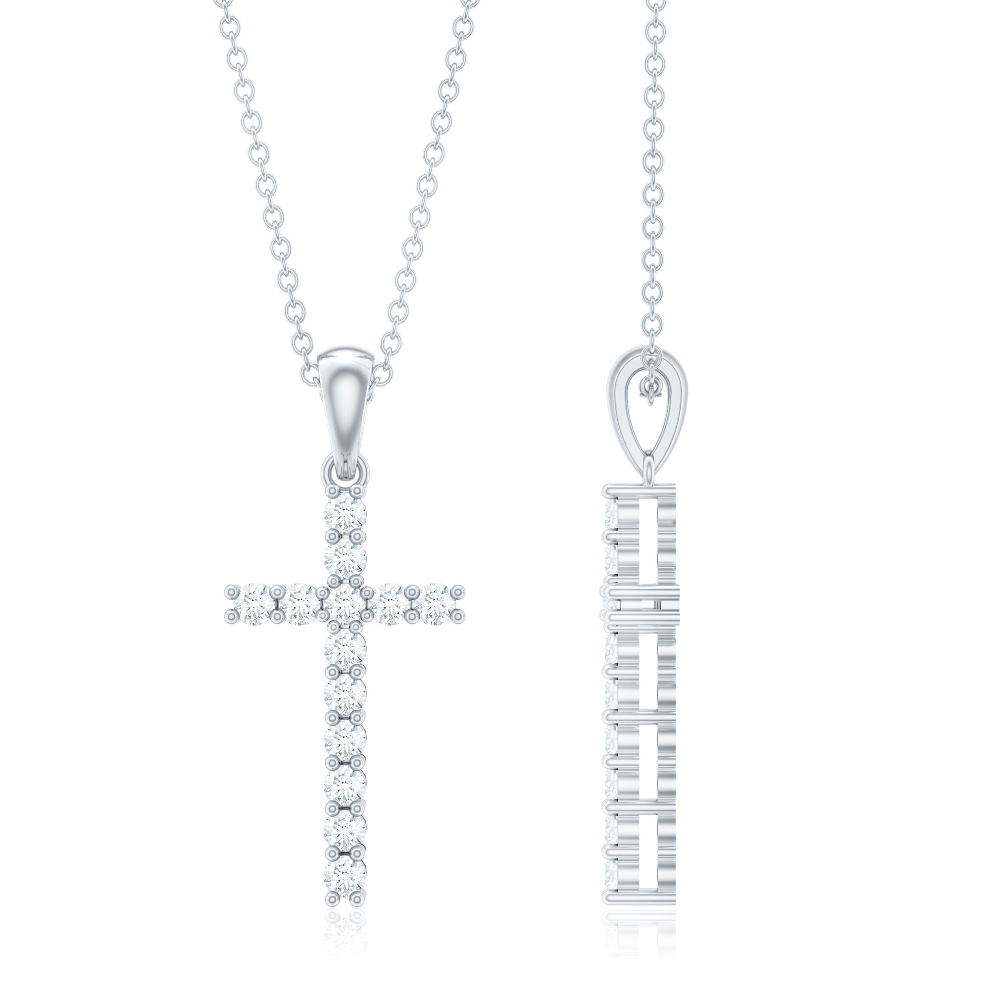 Natural Diamond Cross Pendant Necklace for Women