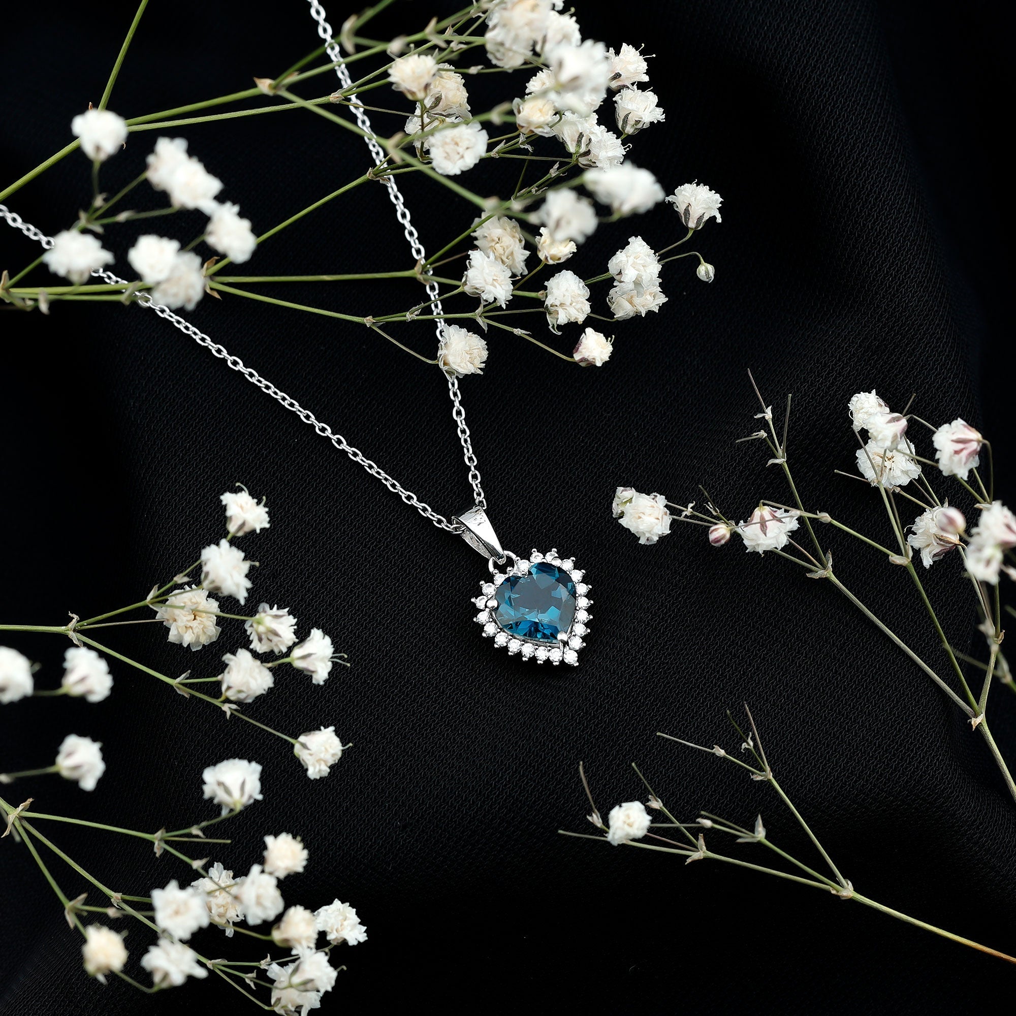 Certified 2 Carat London Blue Topaz Heart Locket With Silver Chain