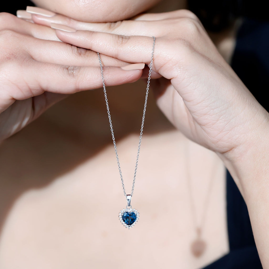 Certified 2 Carat London Blue Topaz Heart Locket With Silver Chain