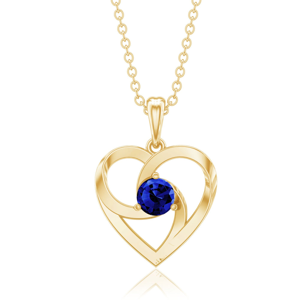 Lab Grown Blue Sapphire Heart Necklace with Certificate