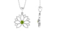 Round Cut Peridot Lotus Flower Pendant for Women