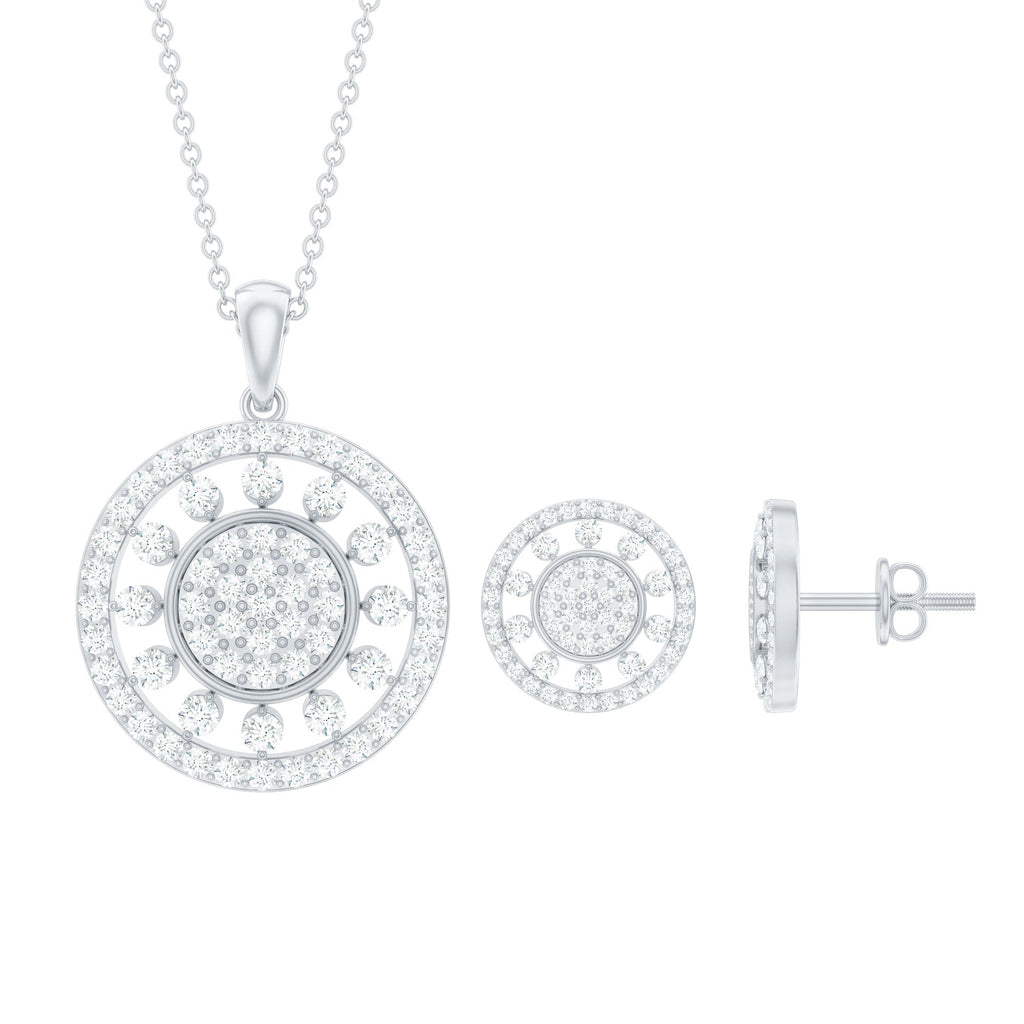 Classic Cubic Zirconia Cluster Pendant and Earrings Set